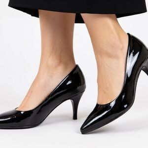 Lauren Ralph Lauren Black Patent Pointed-Toe Pumps